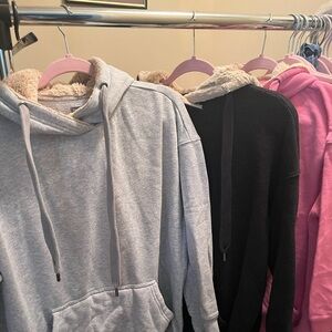 3 Aerie Oversized Cozy Spring Street Faux Fur Lined Hoodie Sweatshirts XS
